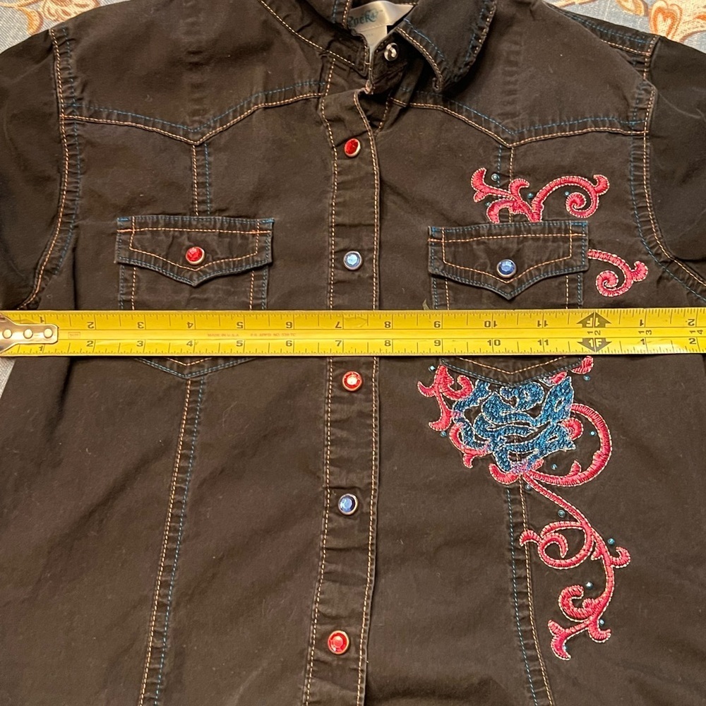 Little Girls Sz M Rock 47 Black and Pink long sleeved  Snap Front Western Shirt - Picture 10 of 10
